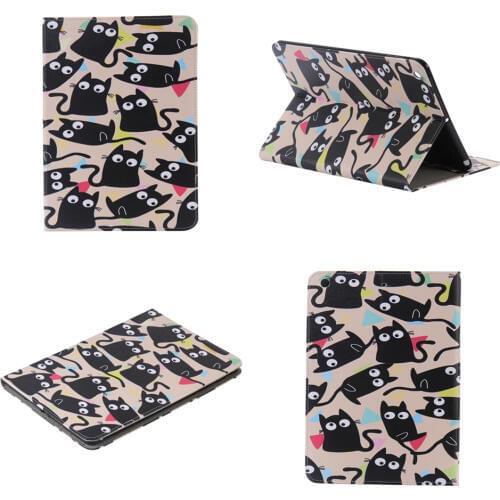 For Apple iPad 7 6 5 4 3 2 Cute Cat PU Leather Stand Case Tablet Back Cover for Apple iPad air 3 2 1 iPad Mini 4 3 2 1 Case