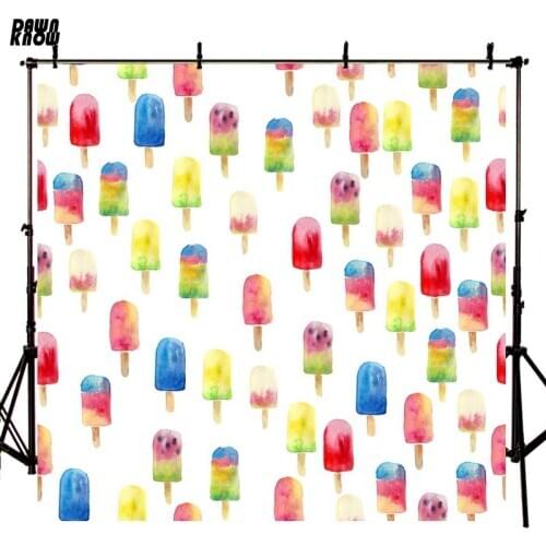 DAWNKNOW Cartoon Colorful Ice Cream Photography Background Photocall Baby Photo Shoot Backdrops For Children lv847