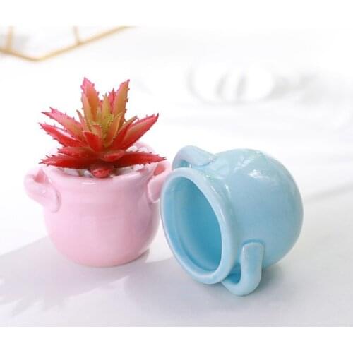 Colorful Mini Ceramic Plant Pot Flower Pot Planter Handmade Garden Home Office Cute Decor Planter Desktop Decoration