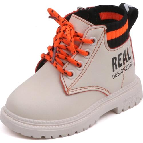 2021 Autumn Winter Children Boots Fashion Kids Ankle Boots Boys Martin Boots Girls Rubber Boots Zipper Cross-tied Toddlers 21-30