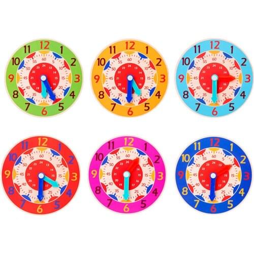 Children Montessori Wooden Clock Toys Hour Minute Second Cognition Colorful Clocks Toys for Kids Early Preschool Teaching Aids