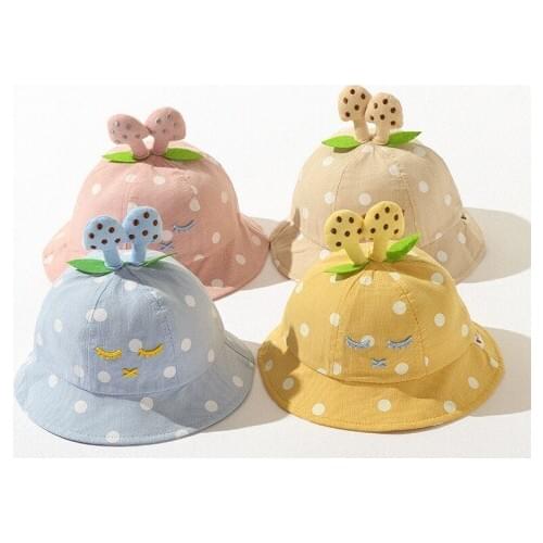 Baby Hats Spring Summer Cotton Cartoon Sun Hats Dots Kids Boys Girls Beach Caps Fisherman Hat