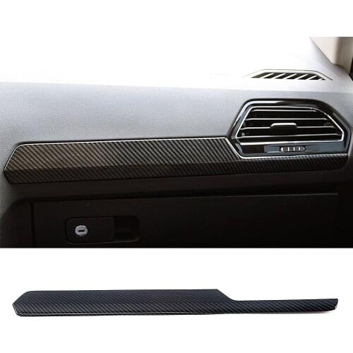 For Volkswagen VW Tiguan MK2 2017-2019 LHD Carbon Fiber Color Above Storage Box Glove Box Glovebox Strips Garnish Trim