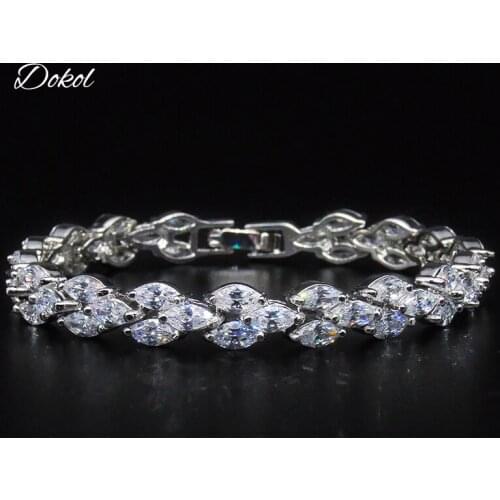 DOKOL Exquisite Marquise Cut CZ Bracelets New Fashion Silver Color Crystal Wedding Jewelry for Women Bridesmaids Gift DKB0019