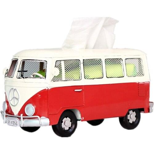 Retro Car Tissue Boxes Multicolor Flower Bus Model Organizing Boxes Decorative Napkin Holder Home Decorative Tissue Paper Box