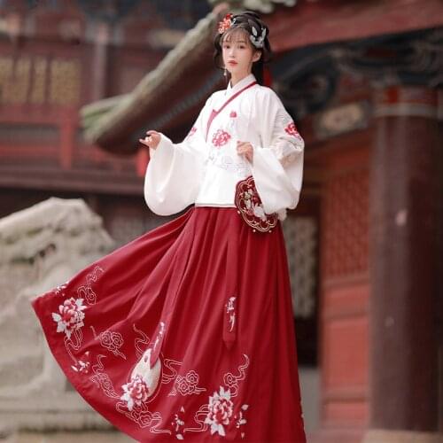 Modern Hanfu Women Red Chinese New Year Clothes Fairy Costume Cosplay Costume Oriental Dress Fairies Outfit Folk DancewearDL7303