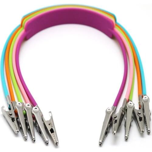 Colorful Stainless Steel Dental Bib Clips Chain Autoclavable Silicone Patient Clip Scarf Clip Napkin Holder Dental Disposables