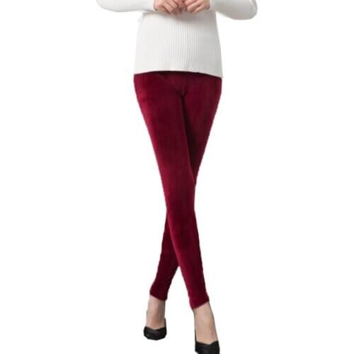 VISNXGI Warm Womens Plus Velvet Winter Leggings Thick Lining Fleece Pants Ankle-Length Fashion Keep Hot Solid Elastic Waist