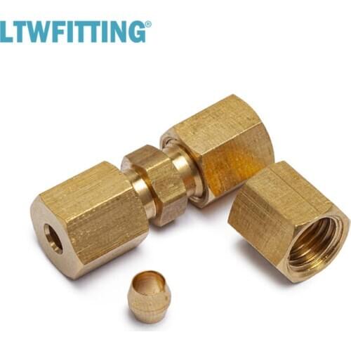 LTWFITTING Value Pack 1/8"OD Brass Compression Union,Sleeve Ferrule,Nut