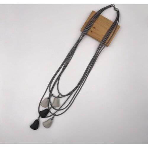 Kara&Kale Boho Fashion Jewelry Sweater Chain Long Necklace Pendants Wax Cord Resin Stone Beads Earthy Necklace Women Accessories