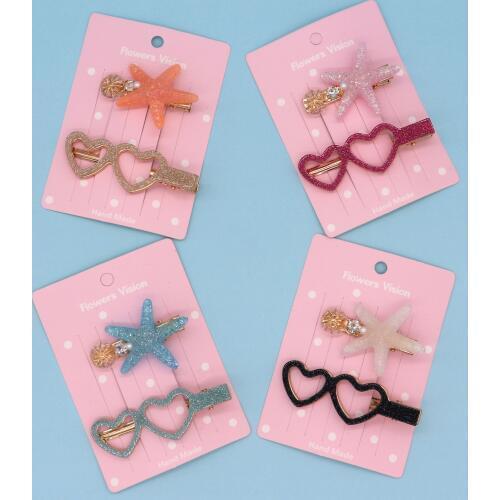 2Pcs/Set Fashion Women Girls Hair Accessories Elegant Love Starfish Sea Star Hairpins Summer Beach Barrettes Pearl Hair Clips
