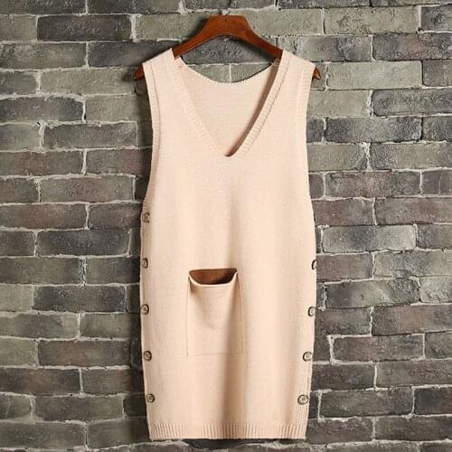 New V Neck Girls Pullover Vest Sweater Autumn Winter Short Knitted Women Sweaters Vest Sleeveless Warm Sweater Casual Oversize