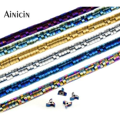 New Arrival Fan Shape Windmill Hematite Loose Beads 2x6mm Rainbow Gold Silver Blue Color Plaitng DIY Jewelry Making Findings