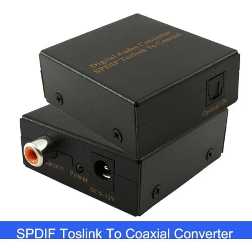 SPDIF Toslink Optical To Coaxial Digital Audio Converter Adapter With 1 Optical Input 1 Coaxial Output Up to 192 Khz