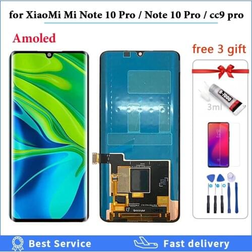 Original Amoled Display for XiaoMi Mi Note 10 Note10 Pro lcd Display Mi CC9 Pro Touch Digitizer Assembly Repair Parts M1910F4G