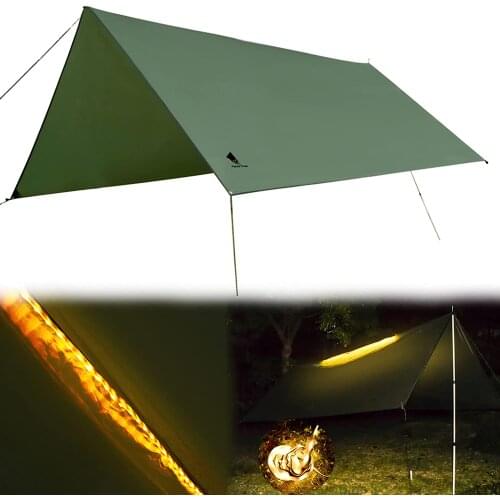 GEERTOP Ultralight Outdoor Hammock Rain Fly Camping Tent Tarp 11.5 x 9.8 ft with LED Strip for Night Lightning Portable