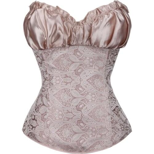 Renaissance Princess Corset Bustiers Top Sexy Lace Floral Gothic Overbust Corsets Zipper Side Body Shaper Plus Size Corselet