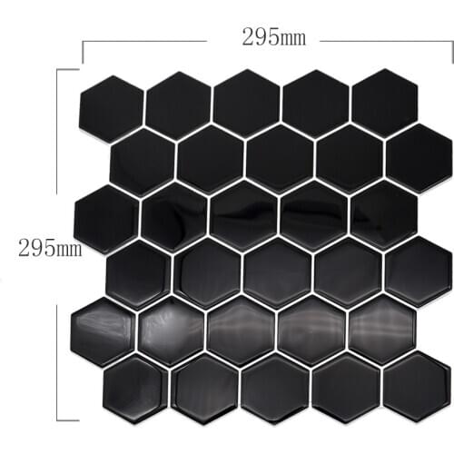 Hexagon Peel And Stick Tiles Simple Fashion Waterproof Self Adhesive Black Mosaic Wallpaper For Bathroom Kitchen Decor