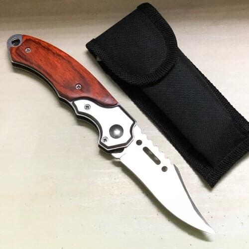 198mm(7.80'') Folding Pocket Knife Survival Tactical Knife Camping Hiking Hunting Knives With Sheath LED Light Outdoor EDC Tool