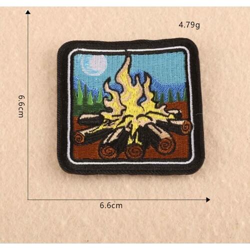 Full Embroidered Bonfire Campfire Iron On Patch Embroidered Embroidery Clothes Patch For Clothing Clothes Stickers Garment