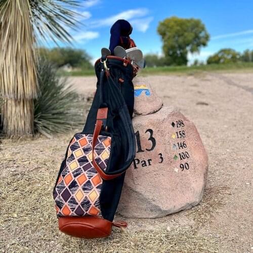 Tourbon Golf Sunday Bags Clubs Bag Sticks Carrier Case Cover Canvas & Leather w/Pocket Golf Driving Range Bags 83CM