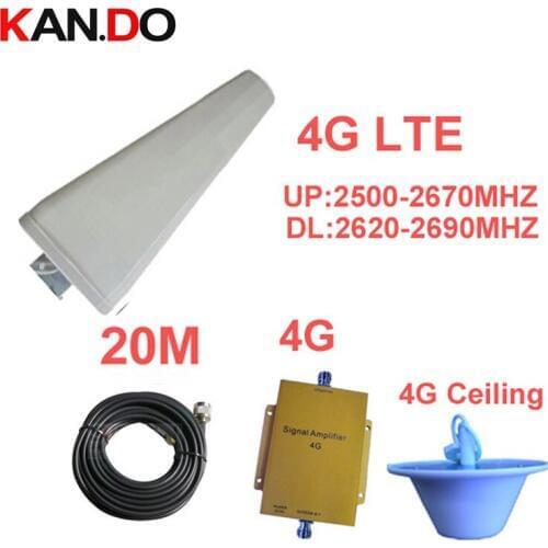 For Russia FDD signal 4G booster LTE 4G repeater w/ 20M cable& antenna LTE booster 4G phone booster 4G 2500-2570mhz 2620-2690mhz