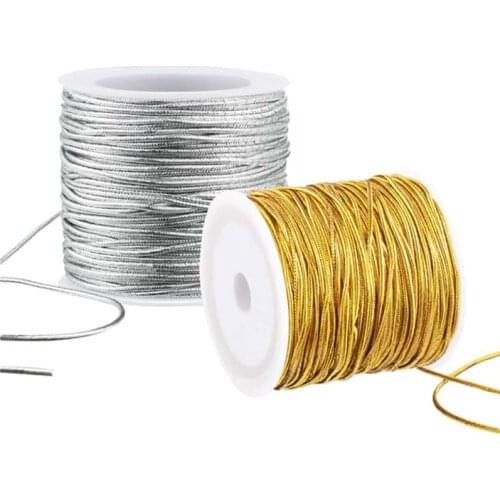 20M/Rolls Gold Silver Metallic Cord Tinsel String Christmas Decor Strap Ribbon Tying Rope Bracelet Making Gift Box Decor 1MM