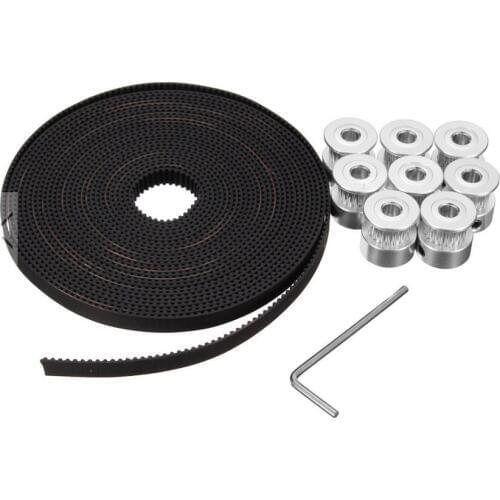 DuoWeiSi 3D Printer Parts 8x GT2 20T ID 5mm Pulley Gear +5m GT2 Timing Belt + Allen Key