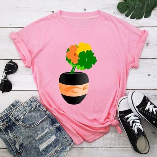 Fresh flowers Harajuku T Shirt Women Short Sleeve O Neck Loose Tshirt 2021 Summer Tee Tops Short Sleeve Female TX9312