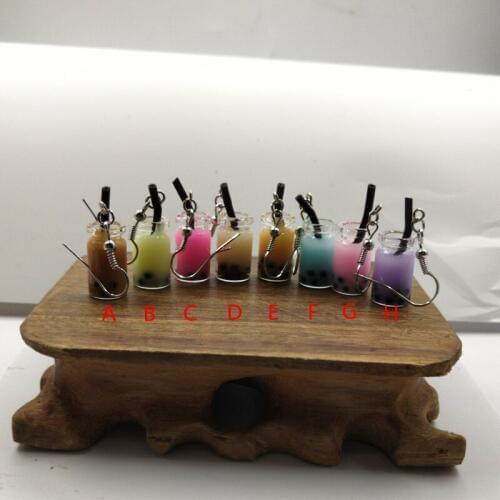 1pair New Womens Fashion Brand Jewelry earrings Fruit Juice Cup Drop Earrings Pearl milk tea Cute Summer Style Dangle Earrings