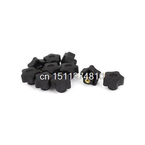 10 Pcs 32mm Dia M6 Thread Black Plastic Screw On Star Head Clamping Knob Grip