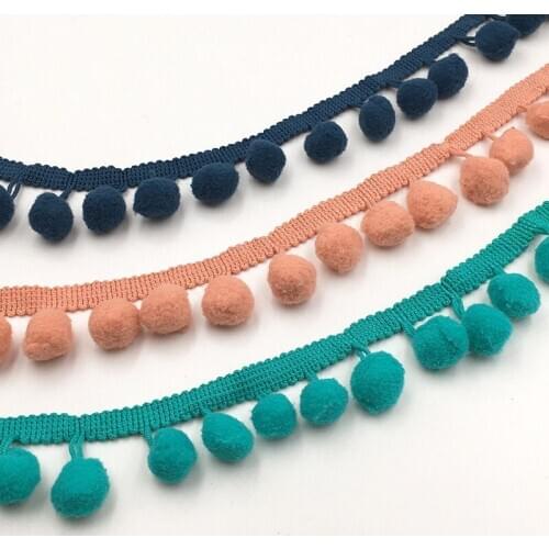 10Yards Sewing Accessories 15mm Lace Pompom Trim Pom Pom Tassel Ball Fringe Ribbon DIY Materials Apparel Fabric