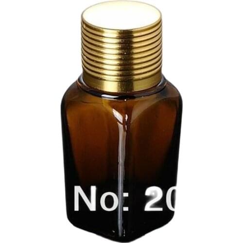 15ml brown square essential oil bottle with gold aluminum lid plastic stopper dropper ,glass bottle for cosmetic packing