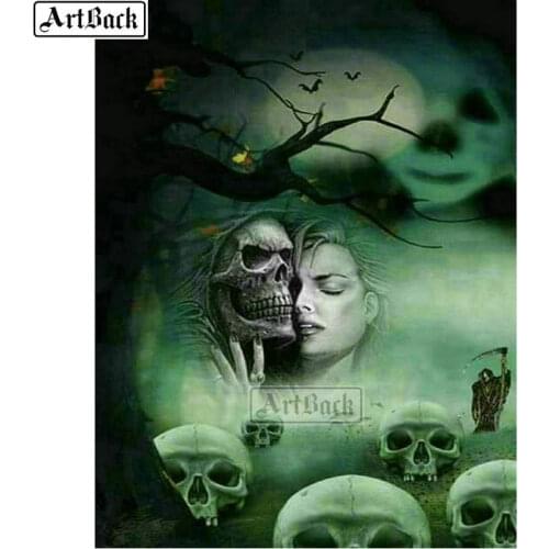 5d diy diamond painting skull woman full square landscape diamond embroidery 3d diamond mosaic sticker