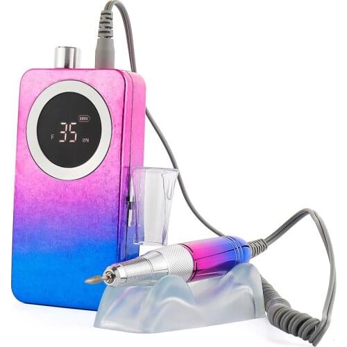 Gradient Color Nail Drill Cordless 35000RPM Electric Nail Polisher Sander Rechargeable Brushless Motor Nail Drilling Gel Remover
