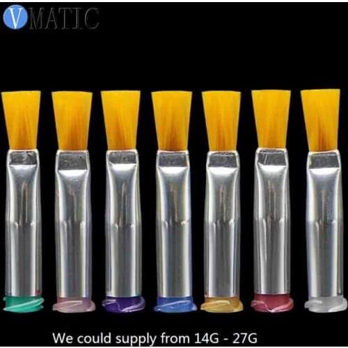 Free Shipping 14G-27G Flat 4mm Liquid Glue Dispensing Needle Brush Hard Brush x 10pcs
