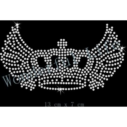Free shipping Crown With Wings Iron On Rhinestone Transfer
