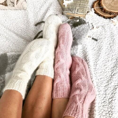 Woman Girls Winter Socks Cable Knitted Ankle Socks Ladies Solid Thick Warm Short Sock Female