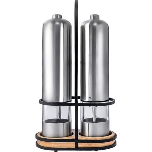 Spice Mill Home Kitchen Seasoning Tool Stainless Steel Electric Salt And Pepper Mill With Led Light and Stand