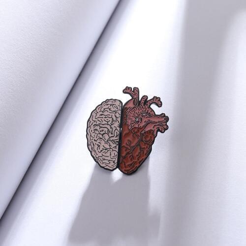 Half Heart and Brain Enamel Pin Medical Anatomy Art Organ Human Medicine Brooch for Doctor Student Teacher Gift Badges Jewelry