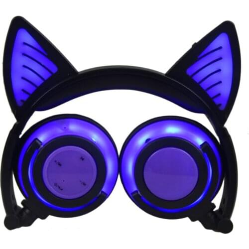 Factory Birthday Gift Wireless Bluetooth Earphone Foldable Flashing Cat Ear Children Headphones Gaming Headset With LED Light