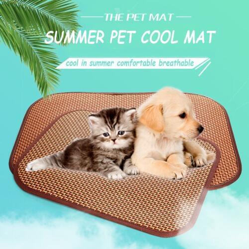 Dog Canine Pet Bed Cooler Mat Pad Cool Pet Cooling Pad Cushion Summer Cooling Bed Rattan Weave Mat Soft Cool Dog Car House Mat