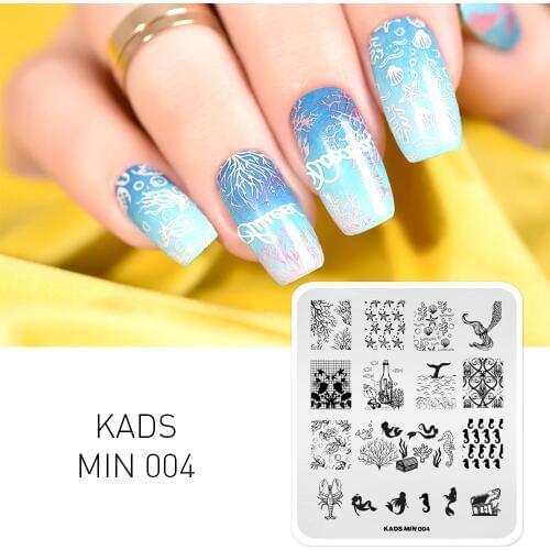 KADS Mermaid Nail Stamp Design Nail Art Stamp Template Image Transfer for Gel Nail Polish for Stamp Stamping Nail Template