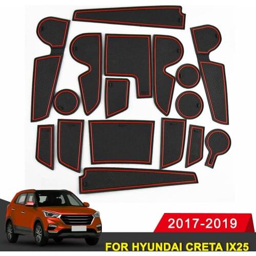 17 PCS For Hyundai Creta IX25 Car Door Groove Mat Gate Slot Pad Rubber Non-slip Mat Interior 2017 2018 2019 Car accessories