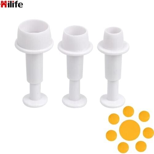 Round Shape Plunger Fondant Mold Sugarcraft Cutter Chocolate Cookie Mould Baking Tool Cake Decorating Tools 3pcs/set DIY