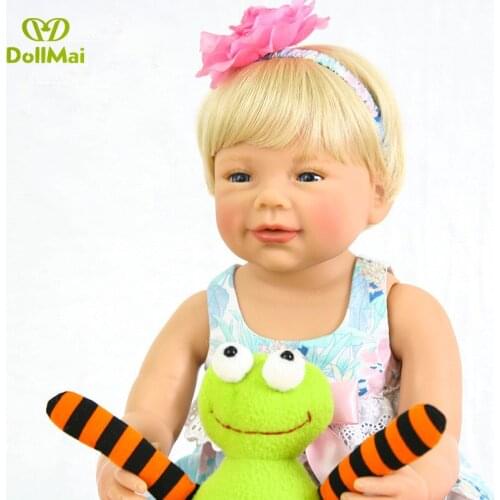 Blond hair 56CM bebe doll reborn toddler girl bebe reborn lol doll full body vinyl silicone baby Bath toy waterproof