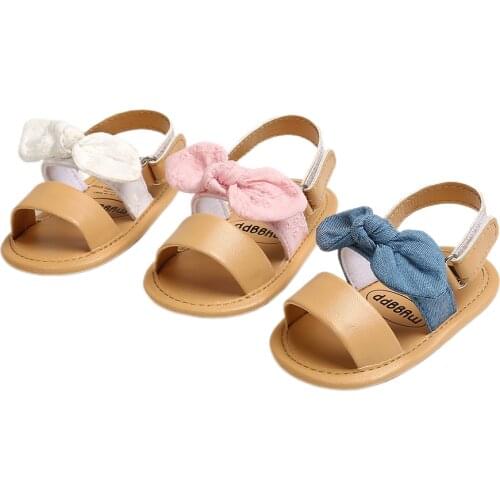 Summer Newborn Baby Kids Girl Summer Casual Cute Bowknot Shoes Anti-Slip Soft Sole Sandals