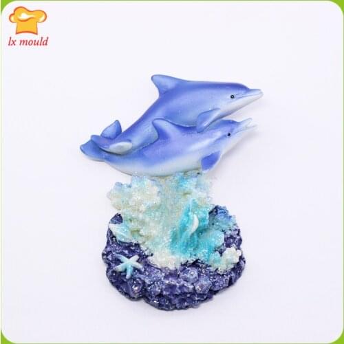 LXYY 2D Dolphin Family Silicone Handmade Chocolate Molds Handicrafts DIY Candy Aroma Soap Moulds 2