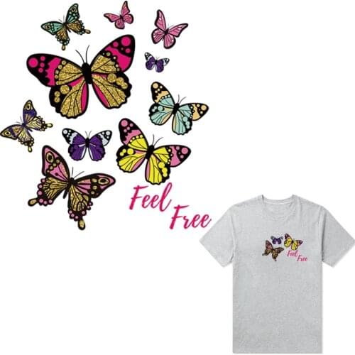 Butterfly Set Patch Iron Hoodies Tops Thermal Press Diy Vinyl A-Level Washable Sticker On Clothes Iron Shoes