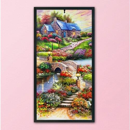 Stamped Cross Stitch Kits Countryside Scenery 3-Strand Ecological Cotton Thread 11CT Printed Fabric Needlework Embroidery Sets